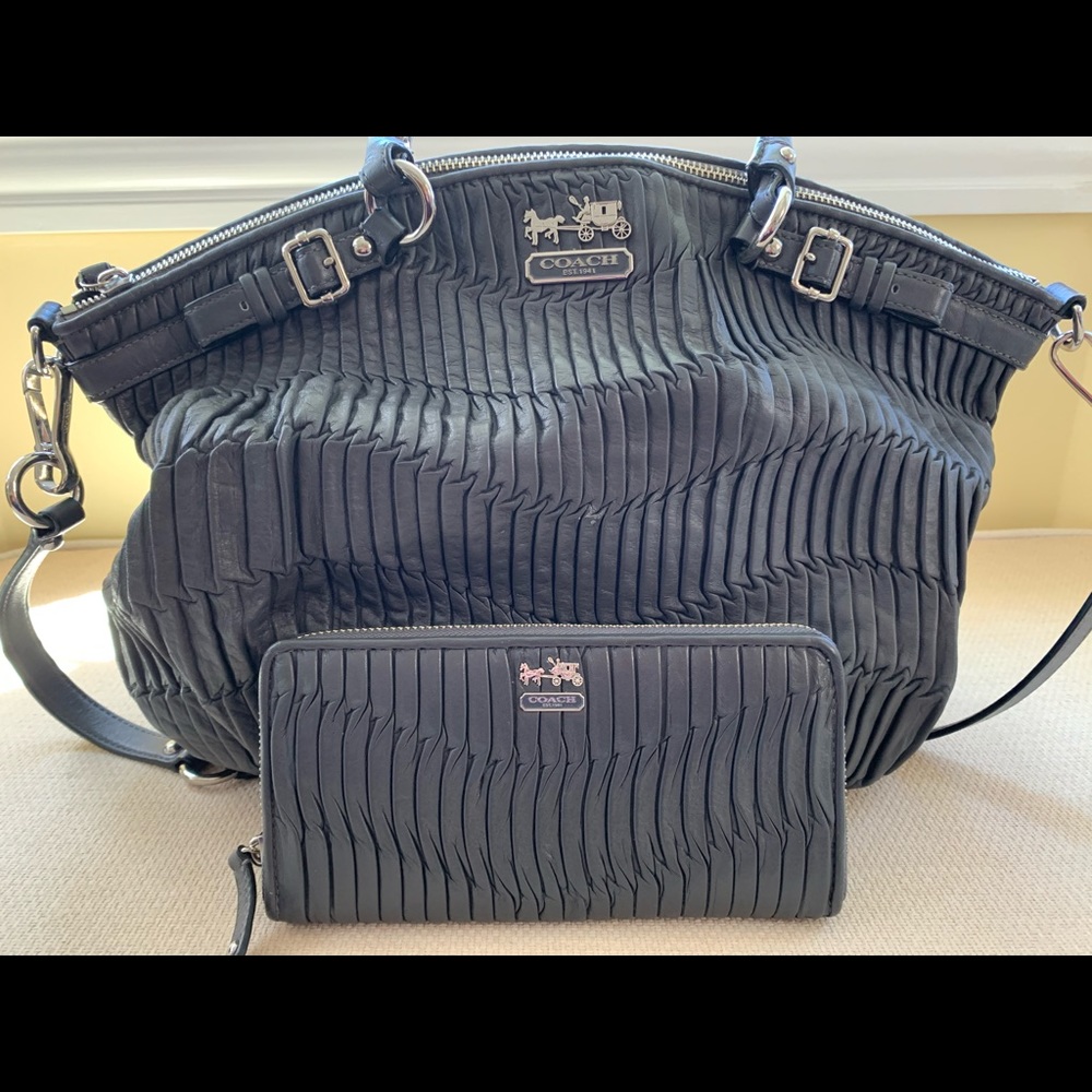 Coach Graphite Leather Satchel and Wallet Set